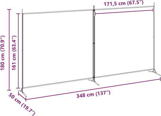 vidaXL Decorative Room Divider Fabric 348x180cm