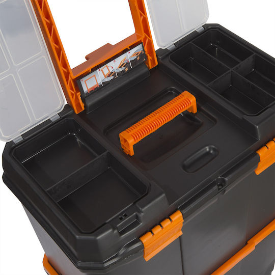 Plastic Tool Box Wheels Organizer Separable Into 2 Parts 18 Inch