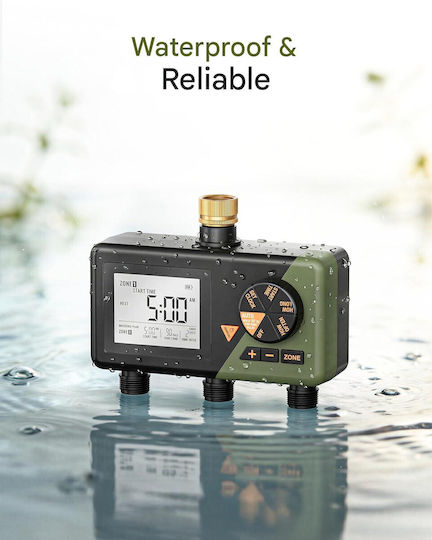 Diivoo Irrigation Timer 3 Outputs Automatic Manual Watering Timer Large Lcd Display Brass Connectors Rain Delay Function Digital Programming Garden Lawn