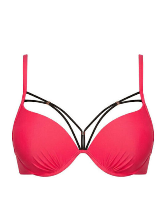 Top Bikini Cu Burete Zmeură/Albastru
