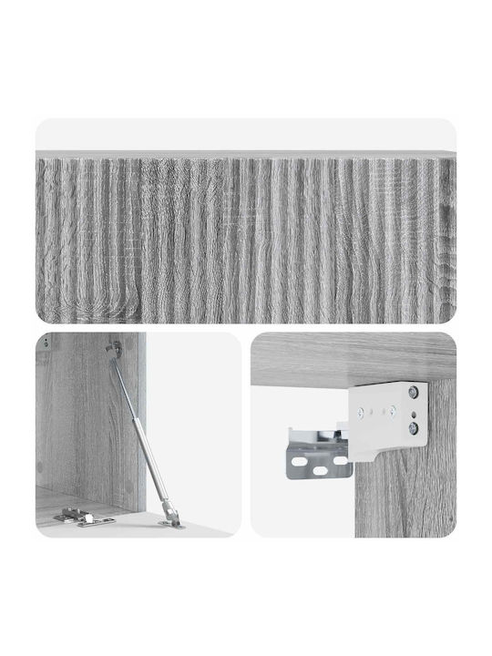 Wand Wohnzimmer Vitrine aus Spanplatte Grau Sonoma 98x31x30cm