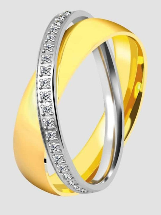 Akzent Women's Spinner Ring with Stones Made of Steel