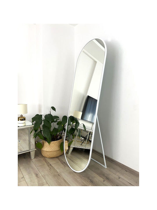 SteweHome Oval Mirror with White Metal Frame 180x60cm