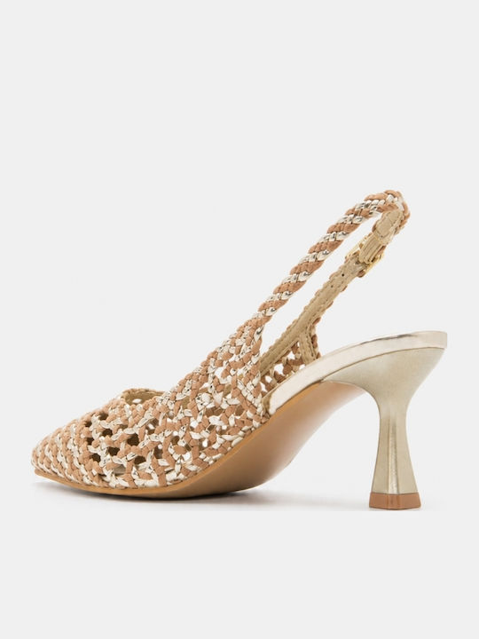Pointed Toe Heels with Medium Gold Heel