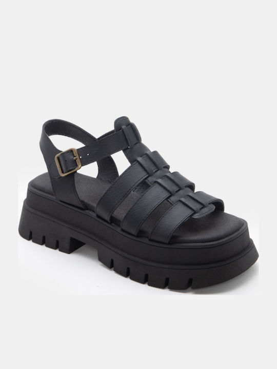 Sandale Casual Damă Flatforme Negre