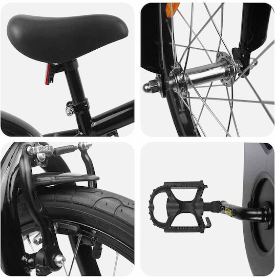 vidaXL Bicicletă Copii BMX Neagră 16"