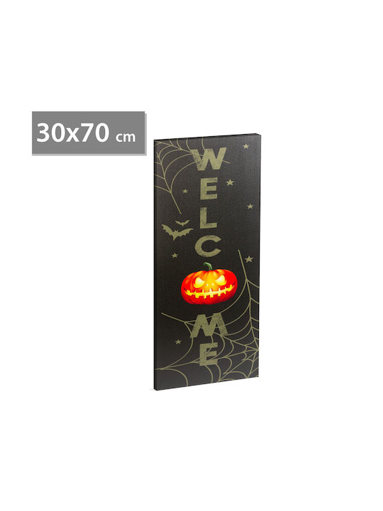 Pictură De Halloween Cu Iluminare LED 70 X 30 Cm Decor De Perete Lumină Galbenă 2 X Baterii AA