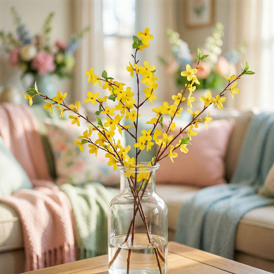 Sucursala Artificială Galbenă Forsythia Paste Ploaie Aurie Decorativă 46 Cm