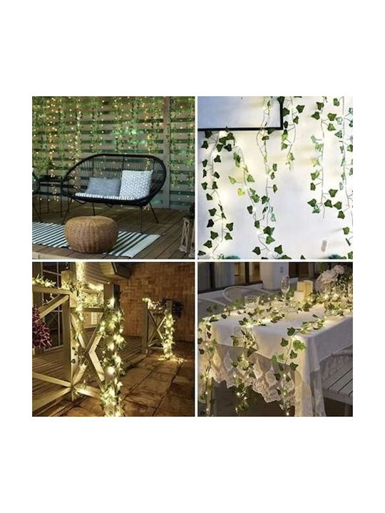 Ghirlandă Decorativă Cu Iedera Iluminată Pentru Perete Balcon Terasă Verde