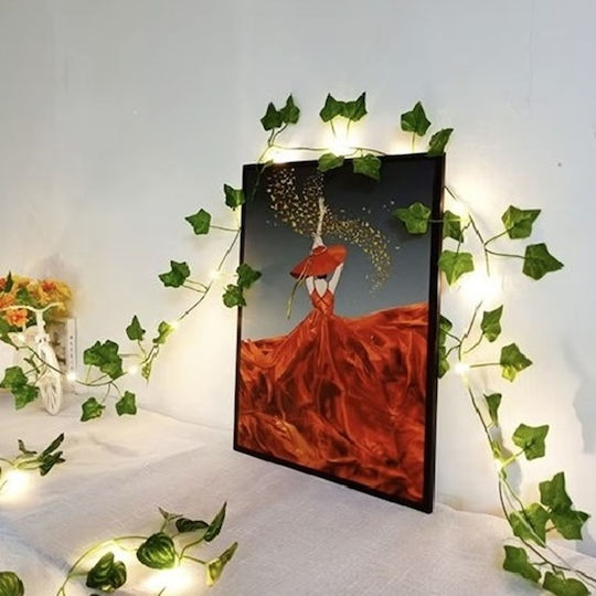 Ghirlandă Decorativă Cu Iedera Iluminată Pentru Perete Balcon Terasă Verde