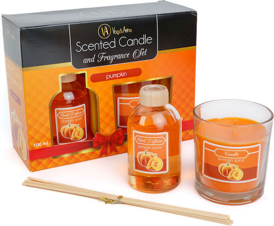 Scented Candle Reed Diffuser Set Pumpkin Scent 120 G + 100 Ml