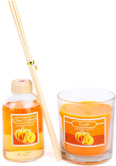 Scented Candle Reed Diffuser Set Pumpkin Scent 120 G + 100 Ml