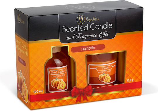 Scented Candle Reed Diffuser Set Pumpkin Scent 120 G + 100 Ml