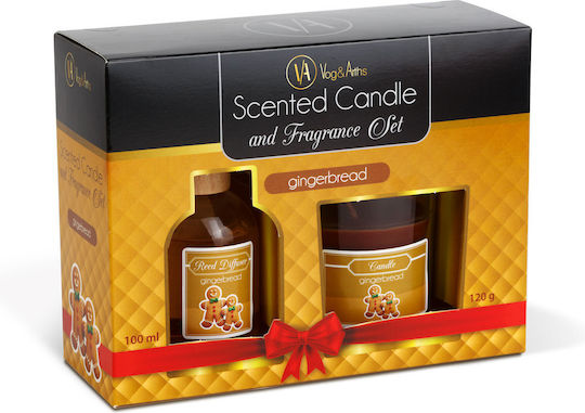 Scented Candle Reed Diffuser Set Gingerbread Scent 120 G + 100 Ml