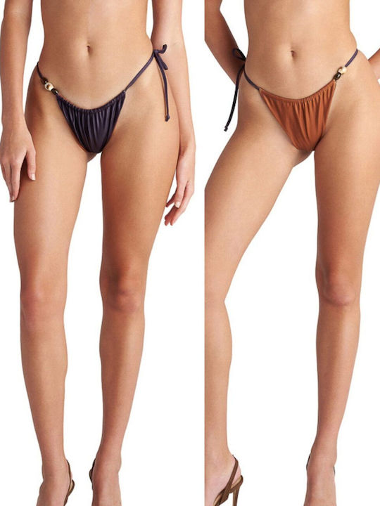 Bikini Slip με Κορδονάκια Μπρόνζε