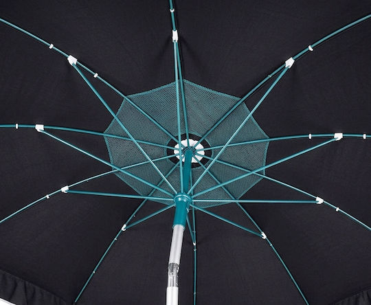 Salty Tribe Ionians Aluminum Beach Umbrella Diameter 2.2m with UV Protection and Air Duct Ocean Teal