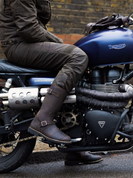 Belstaff Endurance Ανδρικές Μπότες Μηχανής Δερμάτινες Αδιάβροχες Καφέ