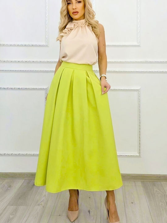 Fustă-Skorts Pentru Femei Talie Înaltă Verde Lime
