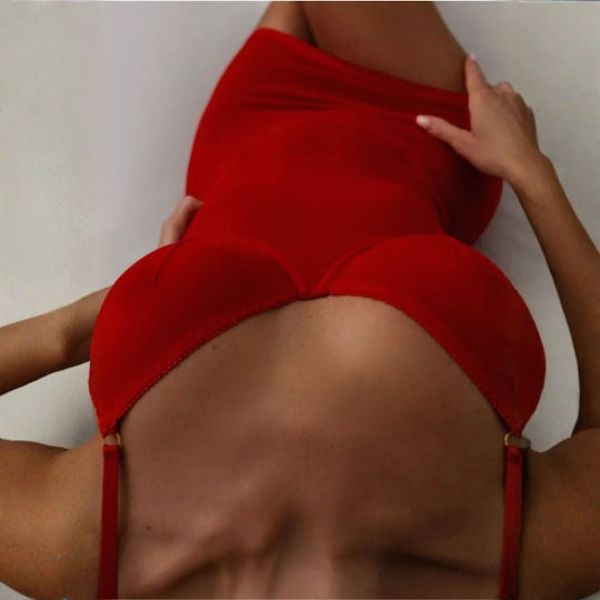 Chicret NELI Sexy Νυχτικό με Διαφάνεια Κόκκινο