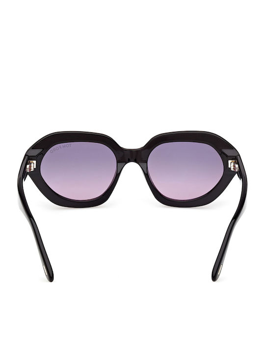 Tom Ford Women's Sunglasses with Black Horn-Rimmed Frame and Black Gradient Lens FT1341 01B