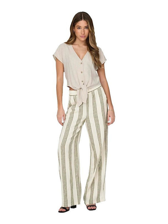 Women's Summer Crop Top Linen Beige