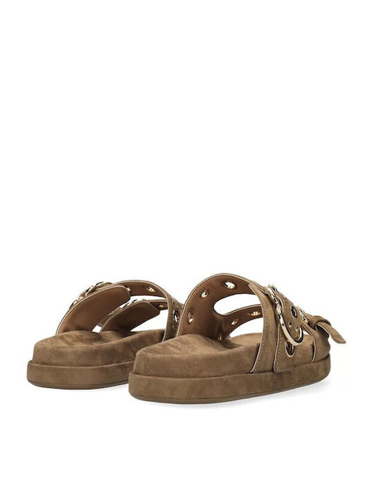 Damen Flache Sandalen Beige