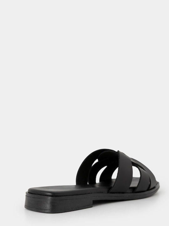 Leather Women's Flat Sandals Brown