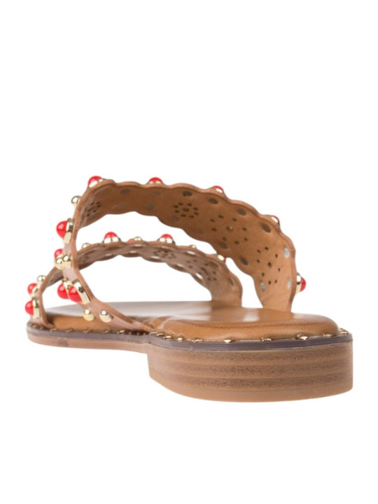 Damen Flache Sandalen Braun