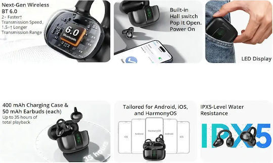 BlackView AirBuds 15 Bluetooth Handsfree Earphones with Sweat Resistance and Charging Case Shadow Black