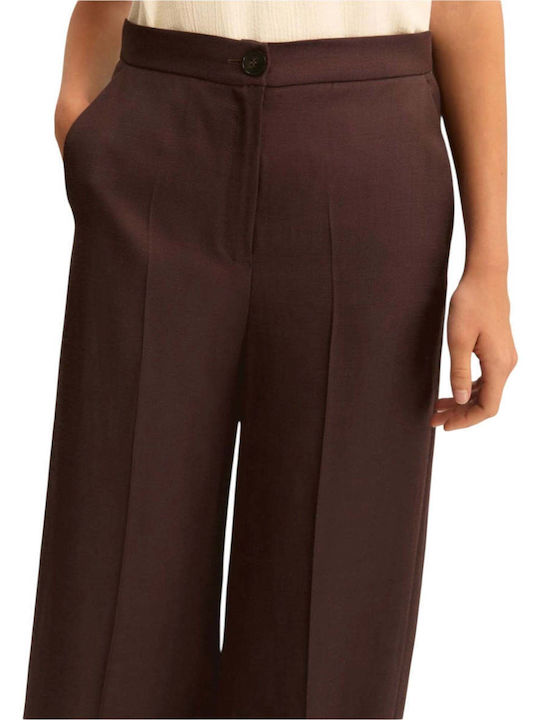 Women's Linen Trousers in Straight Leg Brown