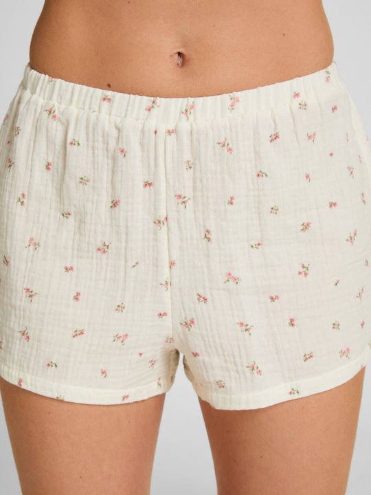 Hunkemöller Summer Cotton Women's Shorts Pajamas White Muslin