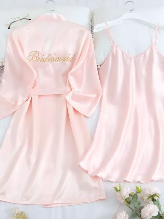 La Lolita Amsterdam Set De Pijamale Dama Roz De Vară Bridesmaid