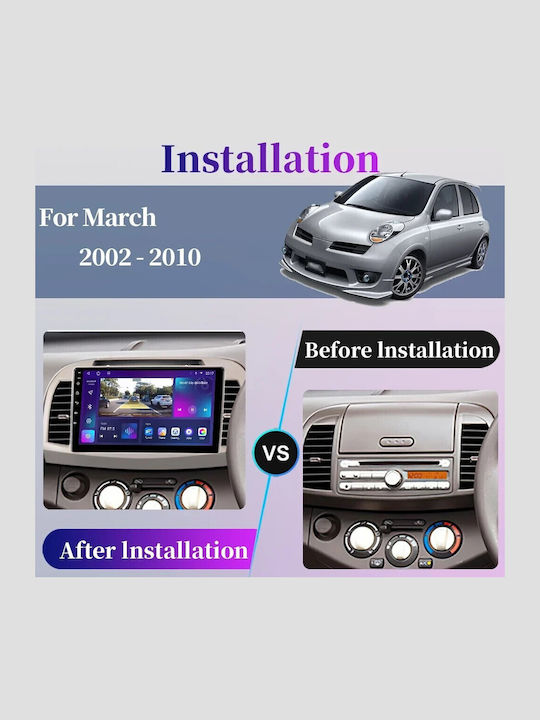 Sistem Audio Auto pentru Nissan Micra 2002-2010 (Bluetooth/USB/WiFi/GPS/Apple CarPlay/Android Auto) cu Ecran Tactil 9"