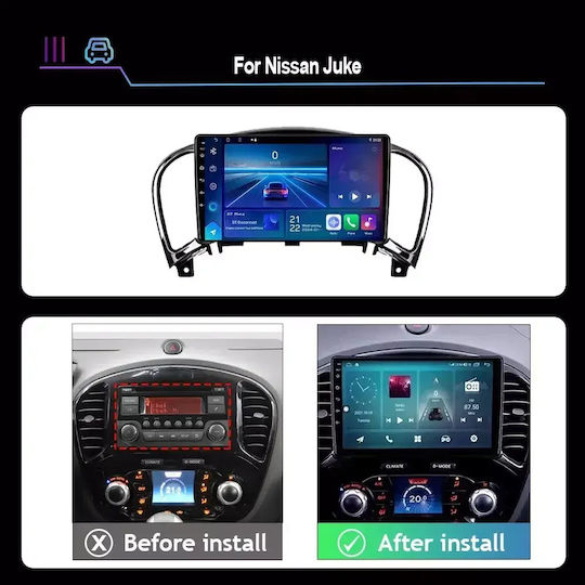 Auto-Audiosystem Für Nissan Juke 2009-2020 (Bluetooth/USB/Eingebautes Wi-Fi / GPS / Apple CarPlay / Android Auto) Mit 9 Zoll Touchscreen