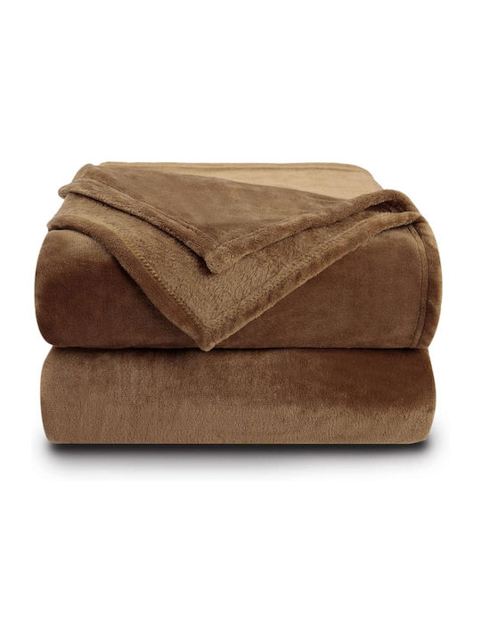 Pelzige Doppelbettdecke 200x210cm Braun