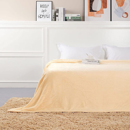 Κουβέρτα Γούνινη Μονή 150x210εκ. Beige