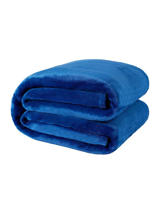 Κουβέρτα Γούνινη Μονή 150x210εκ. Blue