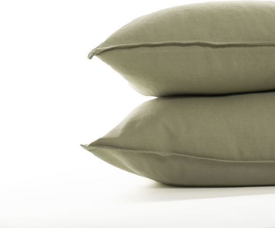 Linen Pillowcase Le Boheme 100% French Washed Linen 160 Gr 2 50x70 Cm Garden Tea