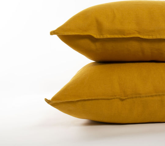 Linen Pillowcase Le Boheme 100% French Washed Linen 160 Gr 2 50x70 Cm Golden Wheat
