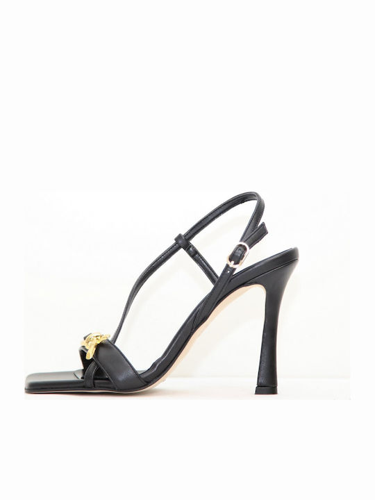 Damen Sandalen Schwarz Leder