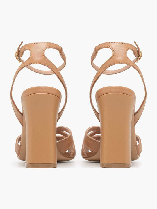 Damen Sandalen Beige Leder