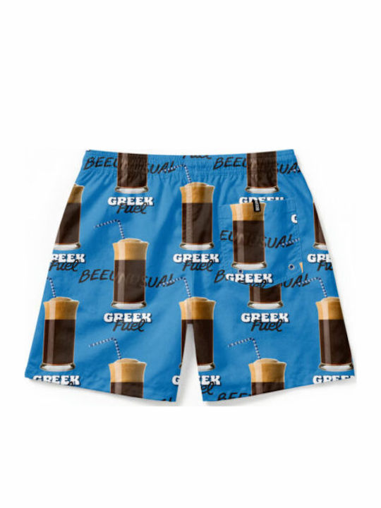 Greek Fuel Men's Swimwear Shorts Super Sonic Blue with Prints