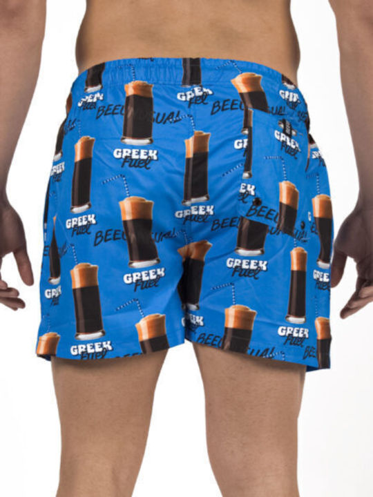 Greek Fuel Men's Swimwear Shorts Super Sonic Blue with Prints