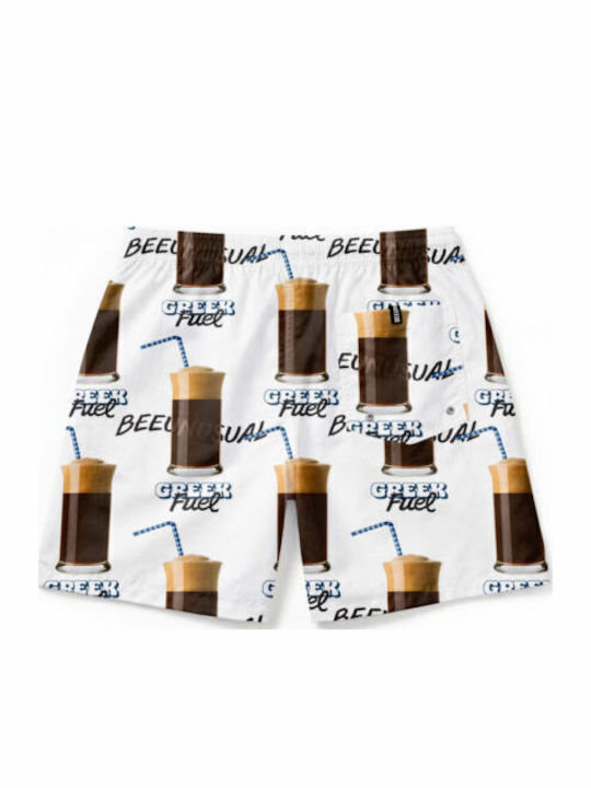 Greek Fuel Men's Swimwear Shorts White with Prints