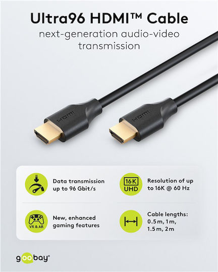 Goobay HDMI-Kabel männlich - HDMI-Stecker männlich 1,5 m Schwarz