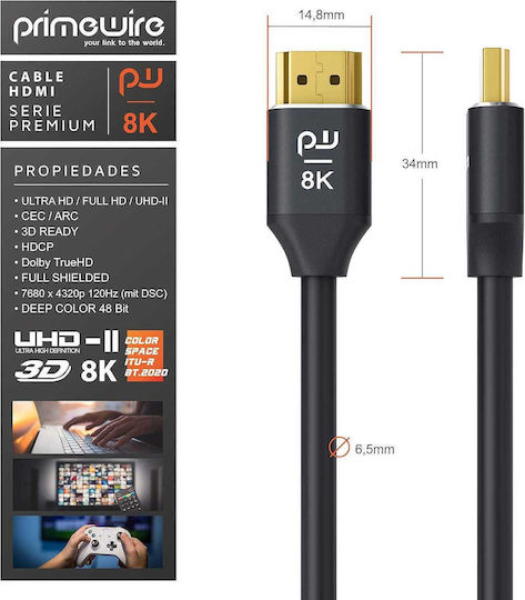 Hochgeschwindigkeits 8k HDMI 2.1 Ultra High Speed 48Gbps 4K 120Hz HDR VRR Kabel HDMI-Stecker - HDMI-Stecker 2m Schwarz