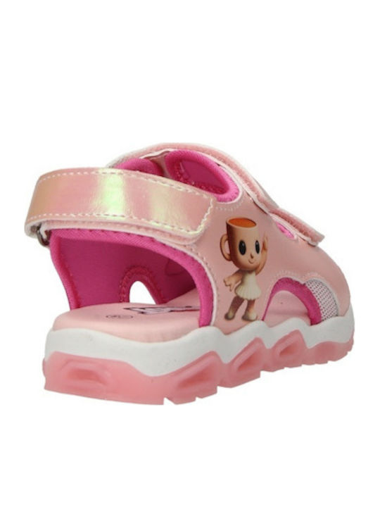 Kids' Sandals Ballerina Capuchina Anatomic with Hoop & Loop Closure and Lights Pink