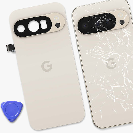Оригинален заден капак Google Pixel 10 Pro с предварително поставено лепило бял