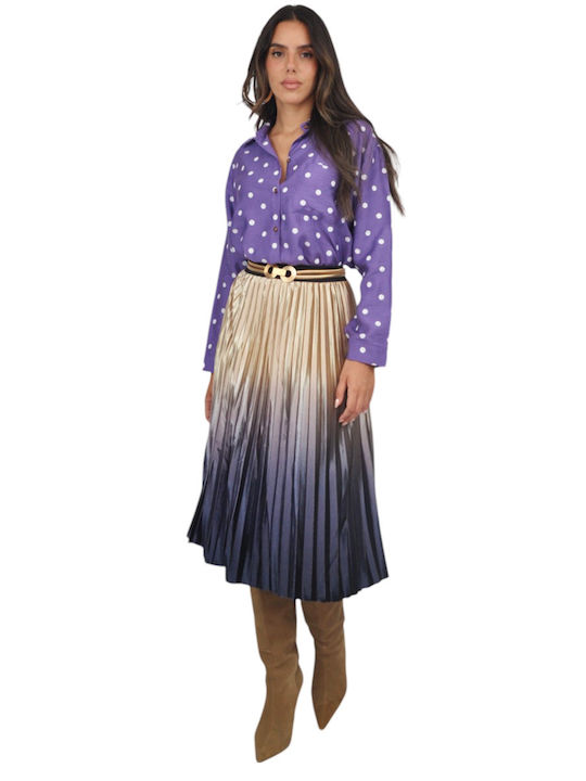 Pleated Midi Skirt Gold