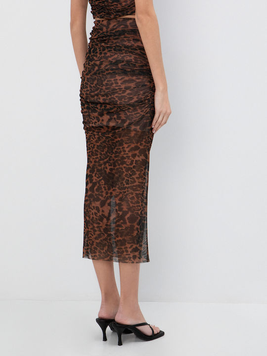 Midi Skirt with Tulle Leopard Leopard